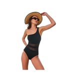 TOO SALTY SWIMWEAR KADIN SİYAH TEK OMUZ TÜLLÜ TOPARLAYICI MAYO 24S126ST siyah-44