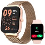 TOOBUR Kadın Smartwatch İzle, 1.8" Alexa, Cevap Aramaları, 100 Spor, Adımsayar ve Kalp Hızı Monitörü, IP68 Su Geçirmez, iOS Android ile Uyumlu, Altın, IDW19