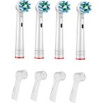 Toocare Oral-B Şarjlı Diş Fırçası Uyumlu 4 Adet Cross Action Yedek Başlık + 4 Adet Koruma Kapağı