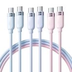 toocki 60 W USB C kablosu, 3 paket 2,0 m USB C şarj kablosu, silikon hızlı şarj tipi C kablosu, iPhone 15/15Pro/Pro Max, iPad Pro/Mini/Air, Samsung Galaxy S24/S23, MacBook Air, Swtich vb. için