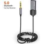 Toocki Aux USB Wireless Bluetooth 5.1 Ses Alıcısı Araç Kiti 3.5mm Jack Dönüştürücü - Gri