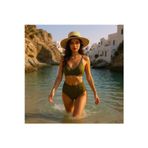 TooHot Kadın Koyu Hardal Yüksek Bel Üçgen Askılı Bikini Takımı