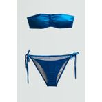 TooHot Kadın Mavi Straplez Yandan Bağlı Bikini Alt Üst Takım