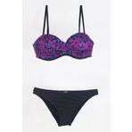 TooHot Kadın Mor Leopar Dönmeli Straplez Bikini Takımı-40