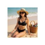 TooHot Kadın Siyah Büyük Kalıp Push-up Fiyonklu Alt Üst Bikini Takım