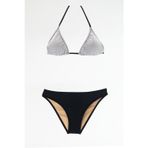 TooHot Kadın Siyah Çizgili Üçgen Bikini Alt Üst Takım