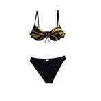 TooHot Kadın Siyah Hardal Detaylı Push-Up Desenli Bikini Takımı