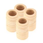 TOOINKCV 40 adet ahşap halka, el işi için, doğal ahşap yüzük, işlenmemiş ahşap makrome yüzük, düz ahşap lastik, kendin yap takı, makrome bileklik, kolye ucu, takı yapımı, dekorasyon yüzükleri - (Ø 55 mm)