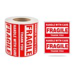 tooloflife Fragile Uyarı Etiketleri 500/1000 Adet Çıkartma "Handle With Care -Fragile- Thank You" Kırılma Tehlikesi Dikkat Kırılabilir, Kırmızı Uyarı Etiketi Paket için Etiket, Nakliye Etiketi