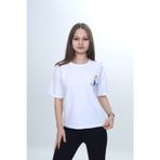 Toontoy 24974 Kız Çocuk Baskılı Bisiklet Yaka Düşük Omuz Kısa Kollu Tişört
