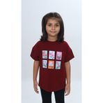 Toontoy 24982 Kız Çocuk Baskılı Bisiklet Yaka Düşük Omuz Kısa Kollu Tişört