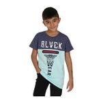 Toontoy Blvck Baskılı Lacivert-Beyaz Erkek Çocuk Tişört