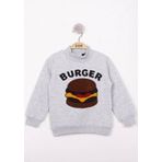 Toontoy Burger Nakışlı Gri İçi Pamuklu Erkek Çocuk Sweatshirt