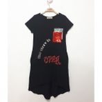 Toontoy Cepli Pul Baskılı Siyah Kız Çocuk Elbise