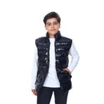 TOONTOY Çocuk Parlak Görünümlü Göğsü Armalı Yelek, 5-6 Yaş, Parlak Görünümlü Göğsü Armalı Yelek, Siyah, Erkek