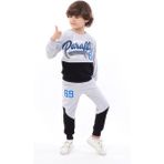 Toontoy Erkek Çocuk 69 Baskılı İçi Pamuklu Eşofman Takım - 6 Yaş - Gri Melanj