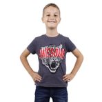 Toontoy Erkek Çocuk Awesome Pul Nakışlı T-Shirt Antrasit Melanj 6 YAŞ