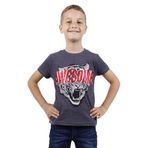 Toontoy Erkek Çocuk Awesome Pul Nakışlı T-Shirt Antrasit Melanj 8 YAŞ