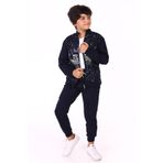 Toontoy Erkek Çocuk Balıkçı Yaka Baskılı Eşofman Takım Lacivert 8-9 YAŞ
