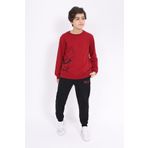 Toontoy Erkek Çocuk Baskılı Eşofman Takım Bordo 6-7 YAŞ