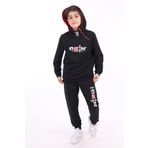 Toontoy Erkek Çocuk Baskılı Eşofman Takım Siyah 6-7 YAŞ