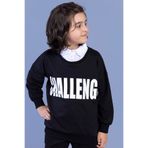 Toontoy Erkek Çocuk Baskılı Gömlek Yaka Sweatshirt Siyah 14 YAŞ
