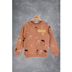Toontoy Erkek Çocuk Baskılı Sweatshirt Kahverengi 10 YAŞ
