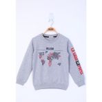 Toontoy Erkek Çocuk Bella Ciao Baskılı Sweatshirt - 10 Yaş - Gri Melanj