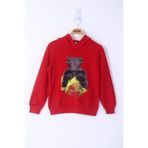 TOONTOY Erkek Çocuk Boks Eldivenli Boğa Baskılı Kapüşonlu Sweatshirt, 12 Yaş, 13705-, Kırmızı, erkek-çocuk