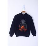 TOONTOY Erkek Çocuk Boks Eldivenli Boğa Baskılı Kapüşonlu Sweatshirt, 8 Yaş, 13705-, Lacivert, erkek-çocuk