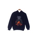 TOONTOY Erkek Çocuk Boks Eldivenli Boğa Baskılı Sweatshirt, Saks, 8 Yaş