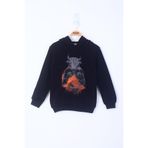 Toontoy Erkek Çocuk Boks Eldivenli Boğa Baskılı Sweatshirt Siyah