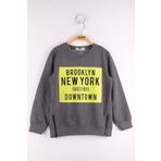 Toontoy Erkek Çocuk Brooklyn Baskılı Fermuar Detaylı Sweatshirt Siyah 12-13 YAŞ