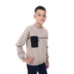 Toontoy Erkek Çocuk Cep Detaylı Baskılı Sweatshirt Bej 5 YAŞ