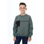 Toontoy Erkek Çocuk Cep Detaylı Baskılı Sweatshirt Yeşil 7 YAŞ