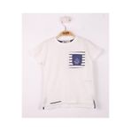 TOONTOY Erkek Çocuk Cep Üstü Çapa Nakışlı T-Shirt 4 Yaş, 4 Yaş, 12678-1, Ekru, Erkek Çocuk