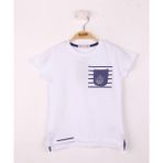 Toontoy Erkek Çocuk Cep Üstü Çapa Nakışlı T-Shirt Beyaz 4 YAŞ