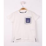 Toontoy Erkek Çocuk Cep Üstü Çapa Nakışlı T-Shirt Ekru 4 YAŞ