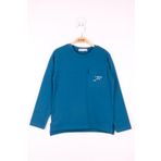 Toontoy Erkek Çocuk Cepli Düz T-Shirt Petrol Mavi 8-9 YAŞ