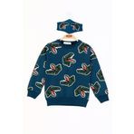 Toontoy Erkek Çocuk Dinazor Baskılı Sweatshirt Petrol Mavi 3 YAŞ