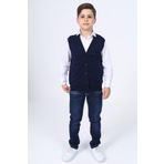 Toontoy Erkek Çocuk Düğmeli Yelek Lacivert 14 YAŞ