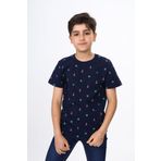 Toontoy Erkek Çocuk Dümen Ve Çapa Baskılı Tişört Lacivert 12-13 YAŞ