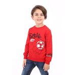 Toontoy Erkek Çocuk Football Baskılı Sweatshirt Kırmızı 5 YAŞ