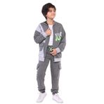 Toontoy Erkek Çocuk Garni Detaylı Baskılı Eşofman Takımı Antrasit Melanj 6-7 YAŞ