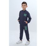 Toontoy Erkek Çocuk Göğüsü Kabartma Baskılı Fermuarlı Eşofman Takım - 6 Yaş - Füme