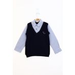 Toontoy Erkek Çocuk Gömlek Yaka Okul Düğmeli Sweatshirt Lacivert 10-11 YAŞ