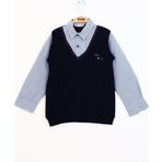 Toontoy Erkek Çocuk Gömlek Yaka Okul Düğmeli Sweatshirt