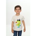 Toontoy Erkek Çocuk Gözlüklü Dinazor Baskılı Tişört Ekru 3 YAŞ