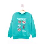 Toontoy Erkek Çocuk Hayvan Baskılı Sweatshirt Yeşil 3 YAŞ