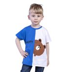 Toontoy Erkek Çocuk İki Renkli Ayıcık Baskılı Tişört Saks 1 YAŞ